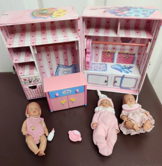 Baby Born Mini World Wardrobe Playset  And 3 Dolls.