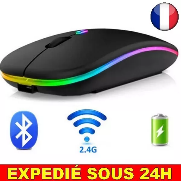 ✅ Souris LED Bluetooth Ordinateur Notebook Double Batterie Unique Fine Sans Fil