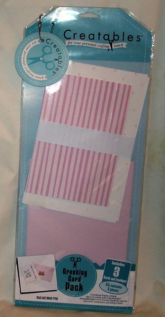 Nuevo en paquete Creatables ~ Kit de tarjetas artesanales American Greetings 6 piezas Kit hace 3 rayas rosadas