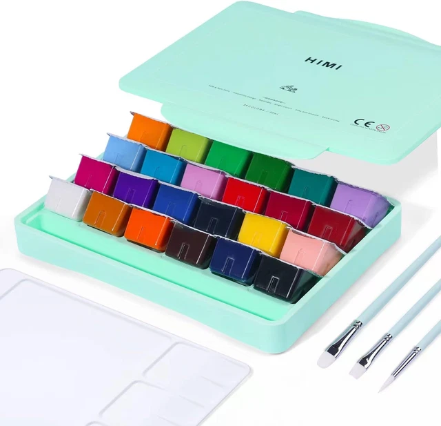 Juego de pintura Gouache diseño único de taza de jalea con 3 pinceles de pintura