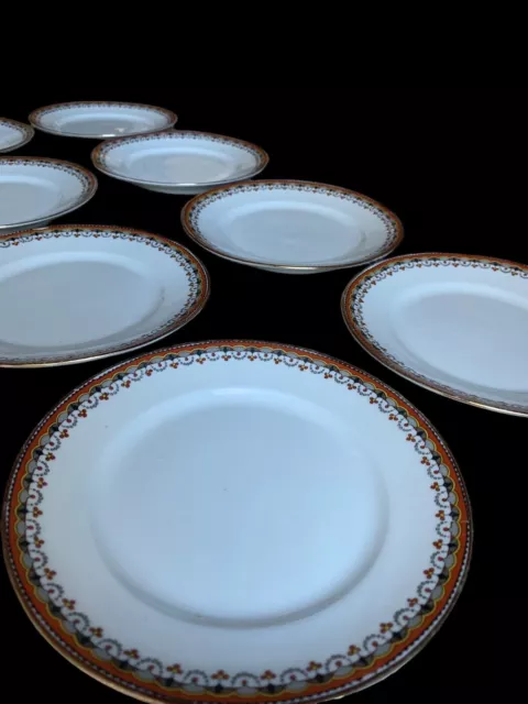 Lot 8 Assiettes Dessert Porcelaine Limoges ? France Faïence Céramique Ancien