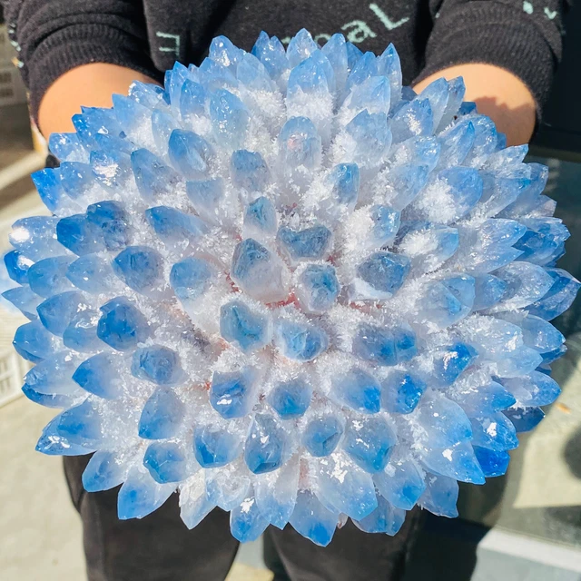 9.72LB New Find Blue Phantom Quartz Crystal Cluster Mineral Specimen Healing. 2