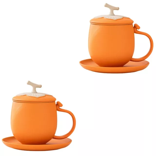 2 juegos de tazas de agua de cerámica con forma de caqui taza de té separada para el hogar