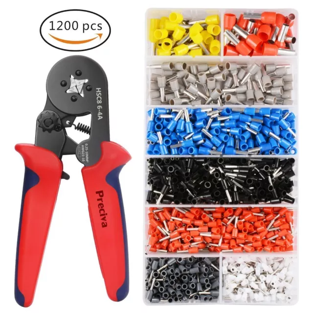 Pinza Crimpatrice da 0,25-10 mm + Kit Capicorda, Set da Elettricista con 1200pz