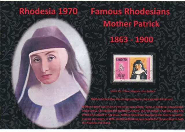 Rhodesia 1970 Nice Display Of Famous Rhodesians Mother Patrick Vfu#9