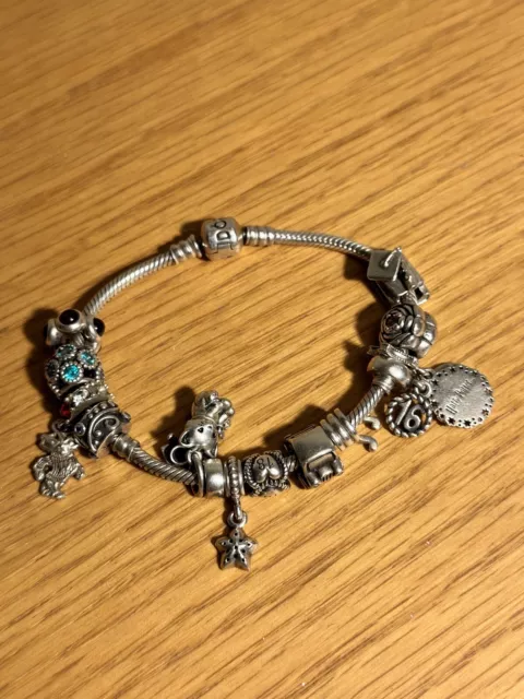 PANDORA 925 Bracelet Authentic Charms 7.5 Inch