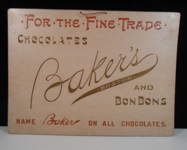 Vintage / Antique OG Baker's Chocolate Bon Bons Advertising Sign - 11" x 14.5"