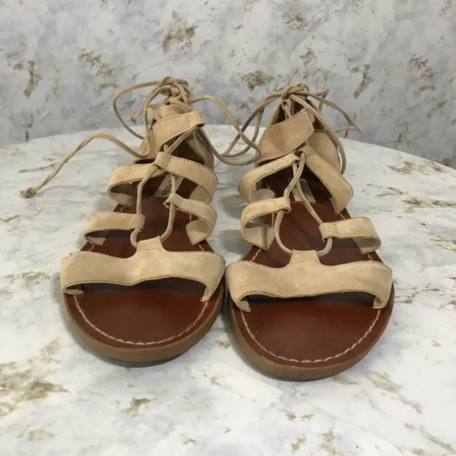 Steve Madden Womens Size 9M Shoes Beige Brown Lace Up Strappy Gladiator Sandals 3