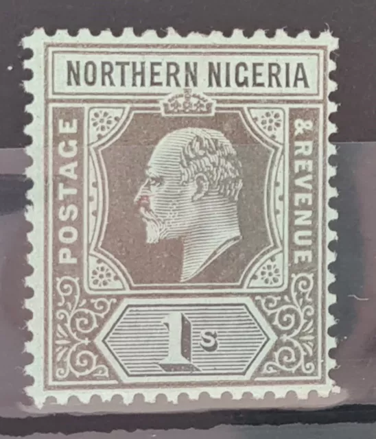 Northern Nigeria Edward Vll 1902 sg16 1s Green Lightly Mounted Mint.   (B2)