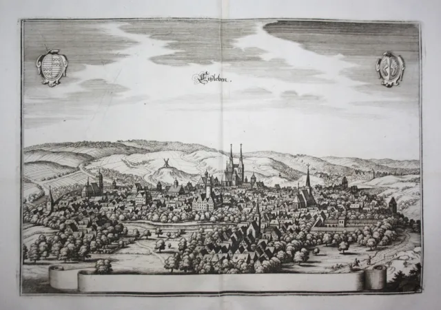 Lutherstadt Eisleben Harz Sassonia-Anhalt Engraving Incisione Merian 1650