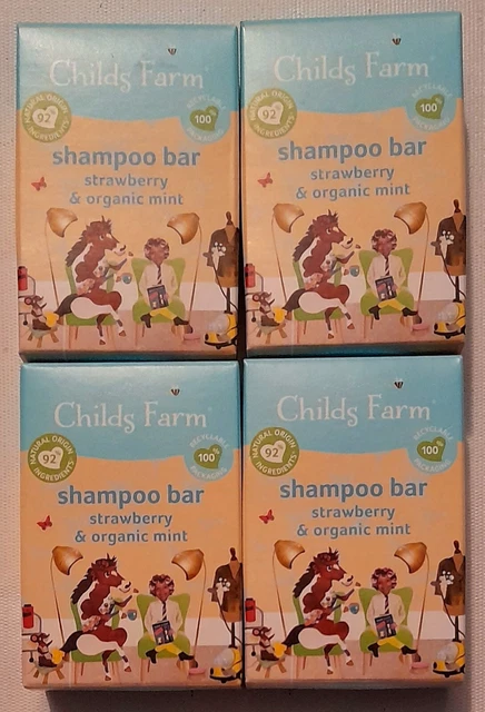 4 X CHILDS FARM STRAWBERRY & ORGANIC MINT SHAMPOO BARS. 60g EACH. BRAND NEW