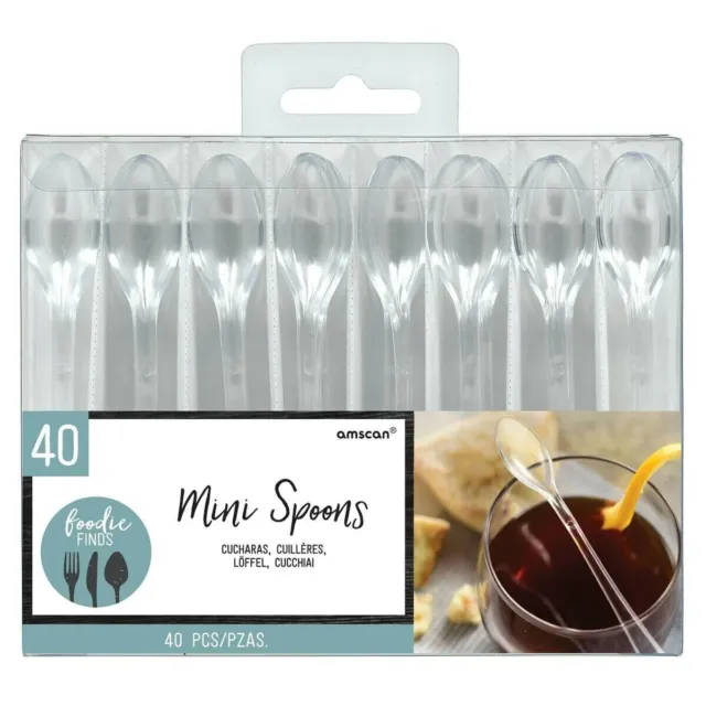 Taster Menu Clear Plastic Mini Spoons x40 Party Food Desserts Canapes Tableware