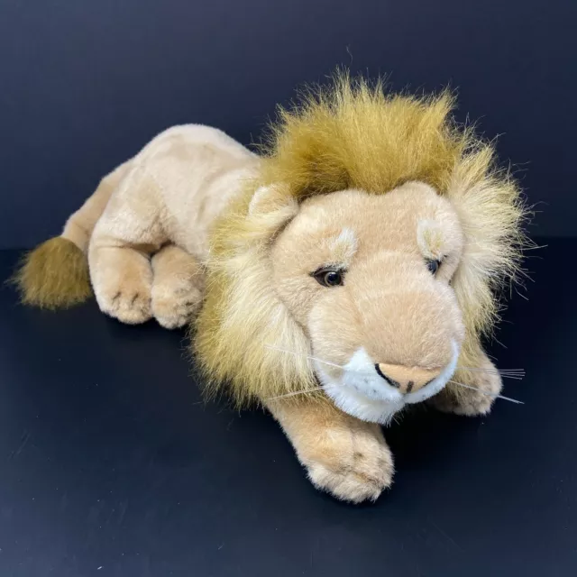 The Nature Company Plush Lion Large 18" Lying Realistic King Mane Animal Stuffed