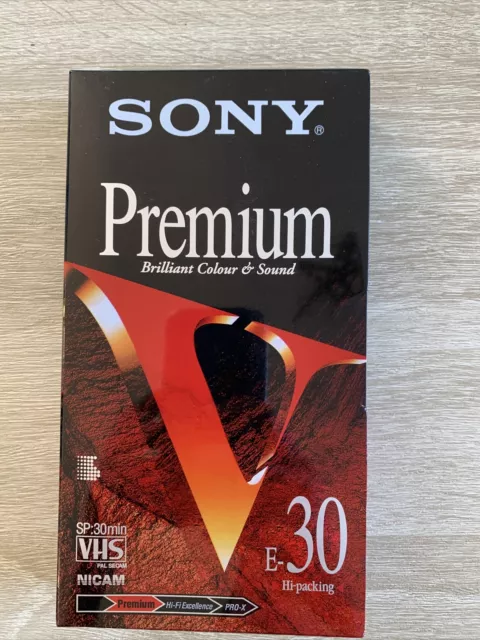 SONY E-30 Premium | PAL VHS Cassette Vierge | Neuf Sous Blister