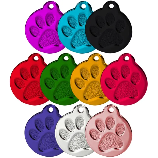 Round Paw Alloy Engraved Dog Tag Personalised Id Tags Name Pet Cat Collar Disc