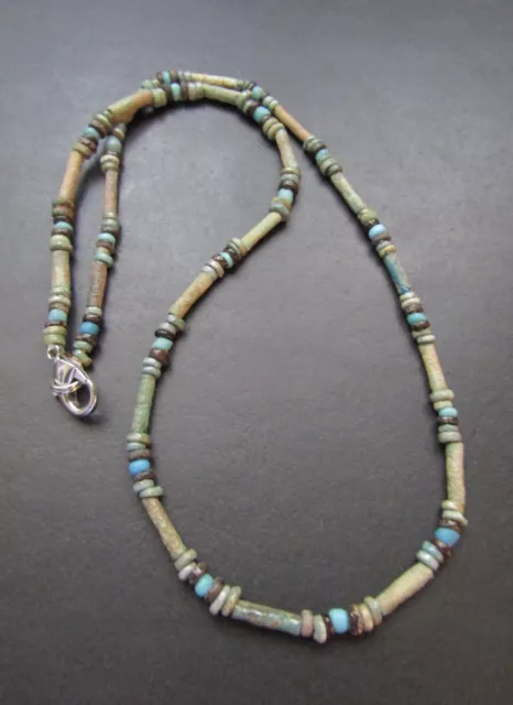 NILE  Ancient Egyptian Faience Amulet Mummy Bead Necklace ca 600 BC