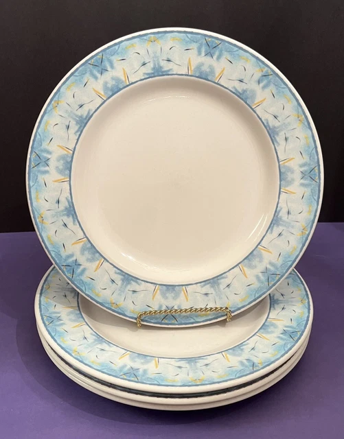 (4) Cool Blue Syracuse China Restaurant Ware 10 5/8” Dinner Plates