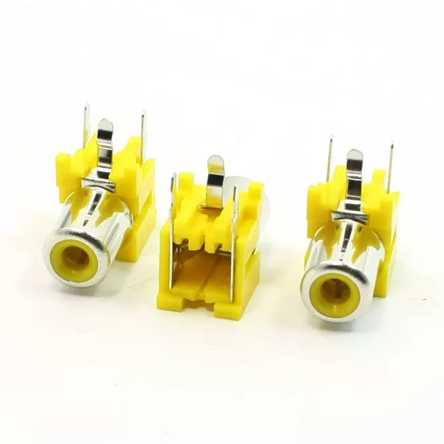 3 pcs Conector jack de salida AV toma RCA amarillo de 3 pines hembra