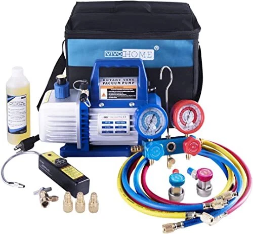 110V 1/3 HP 4CFM Single Stage Rotary Vane Air Vacuum Pump and R134a