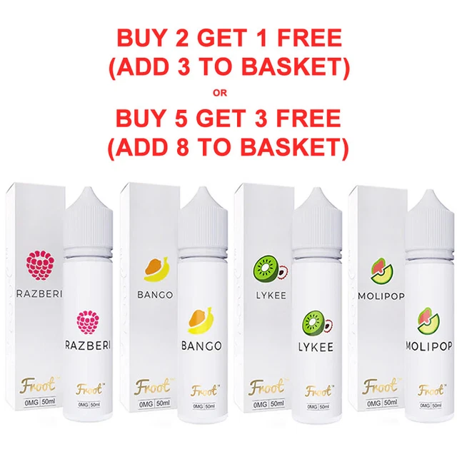 E Liquid 50ml Froot Premium USA Vape Juice 70VG/30PG 0mg Shortfill New Eliquid