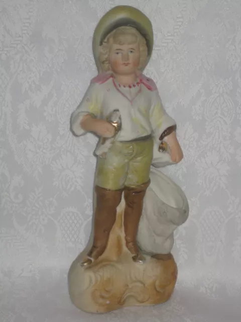 Charmant sujet en Biscuit figurine ancienne petit pêcheur