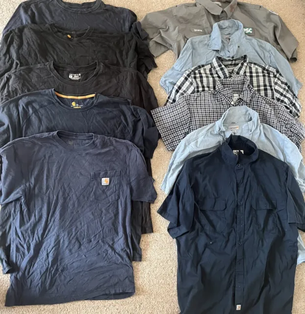 Wholesale Job Lot Carhartt T-shirts And Shirts Used / Vintage GRADE B x 11 Items