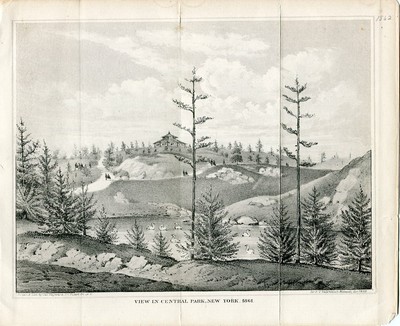 Y.Lithographie Par Geo Hayward View IN Central Park N Hayward Taille 1862 