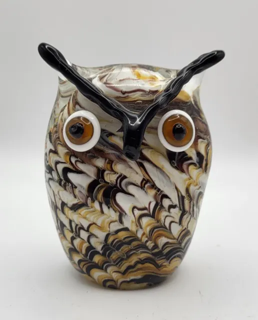 4.5in H Juliana Objets d'art Glass Figurine Swirl Owl Paperweight Ornament