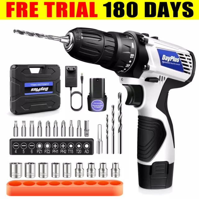 Cordless Combi Drill Electric Driver Screwdriver Set Worklight Li-Ion Battery