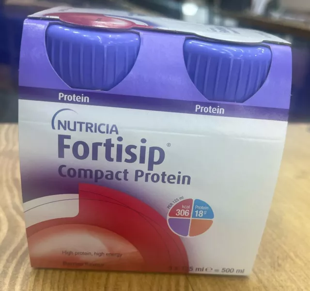 Nutrica Fortisip Compact Protein Drink - 125ml (4 Pack). Berry Flavour.