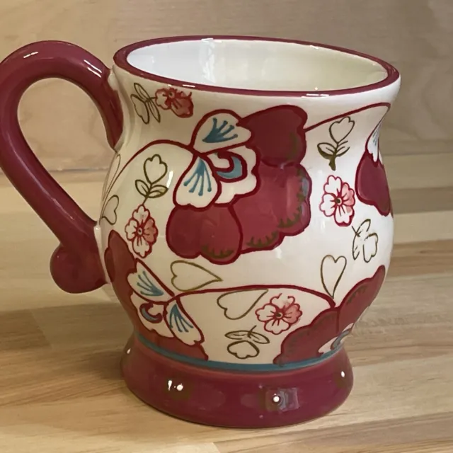Jacobean Floral Coffee Mug Pier One 1 Imports Hand Painted Large Dolomite Cup