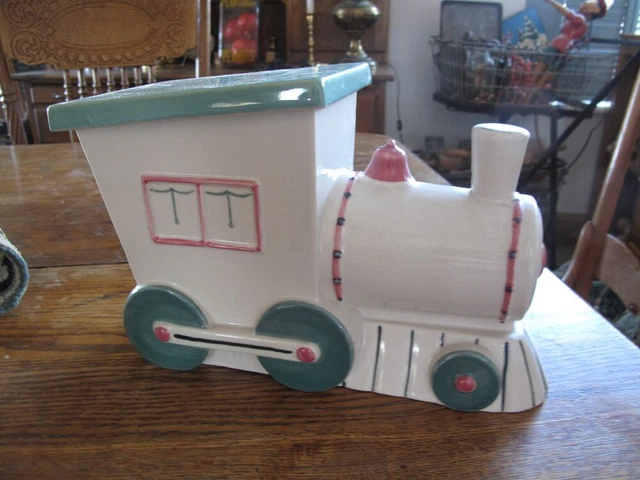 Vintage ABINGDON Pottery Choo Choo Train Engine Collector Cookie Jar w/ Label