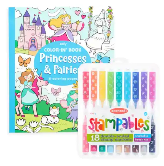 OOLY Princess & Fairies Coloring Gift Set NEW Stampables Double-Ended Markers