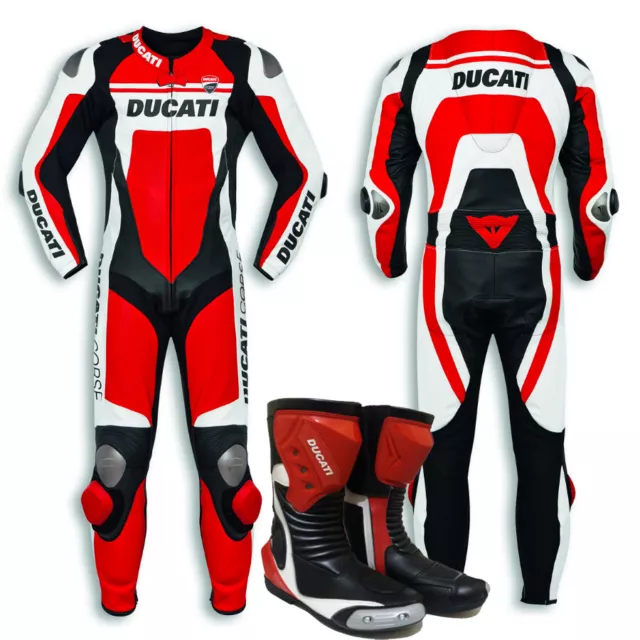 NUOVO Moto/Motocicletta Ducati Corse C4 in cuoio MotoGP Racing Tuta Di Pelle