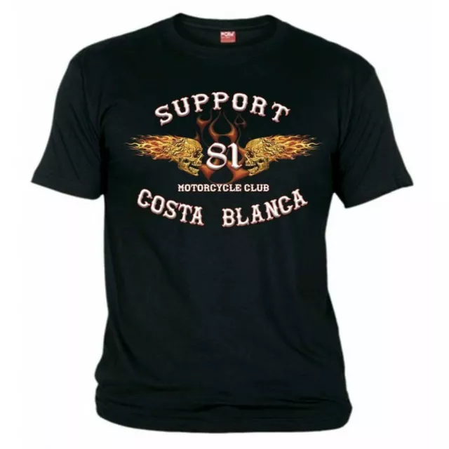 49 Flaming Sculls Black T-Shirt Support81 Big Red Hells Angels