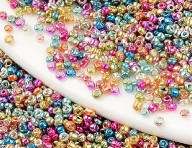 Glass Seed Beads - 2mm - Metallic Mix - 20g Approx 1300+ Pieces