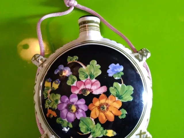VTG Canteen - Hand Painted - Flask / Vase - Floral / Tower / Cork