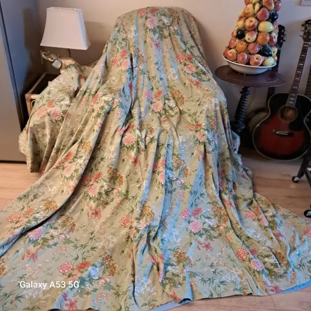 Una Tenda Enorme Vintage-'Amadour'-Crowson Serigrafia-109""Wx83""-Shabby Chic