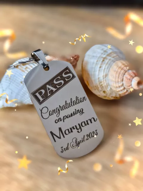 Pass Driving Test Keyring Gift. Personalised Custom Text Keyring Army Tag Gift