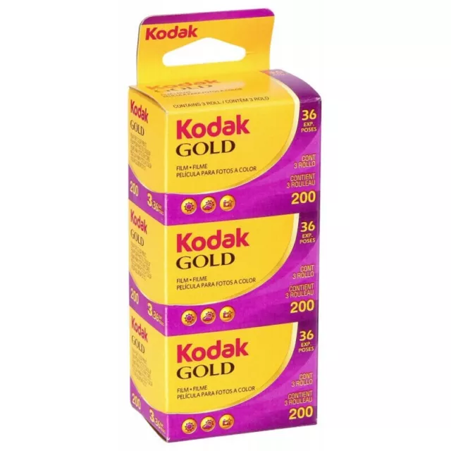 3 Pack Kodak Gold 200 Film Pack 135 (36 Exposures) Expiry 03/25
