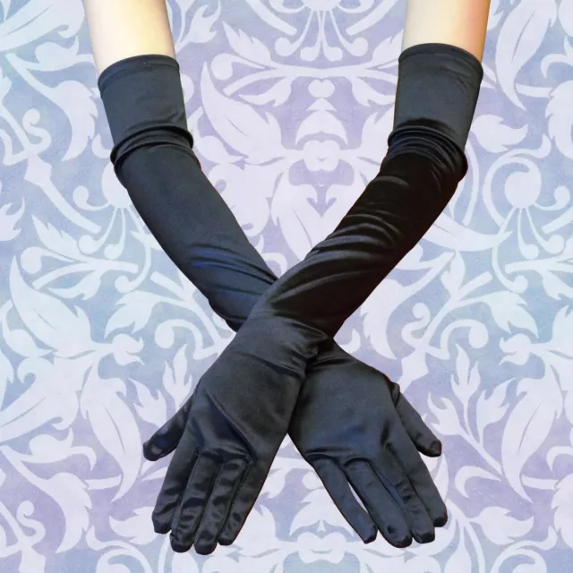 BLACK Women Evening Party Wedding Opera Arm Finger Elbow Long Satin Gloves USA