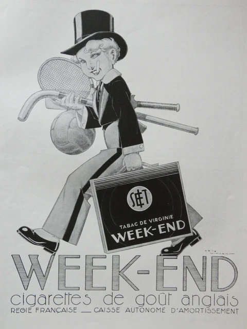 Publicité De Presse 1934 Cigarettes Week-End Tabac De Virginie Goût Anglais