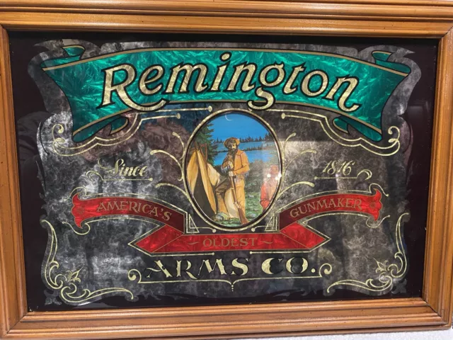 Rare Dealer Sign Vintage Remington Arms Co Firearms Gun Advertising Mirror USA 2