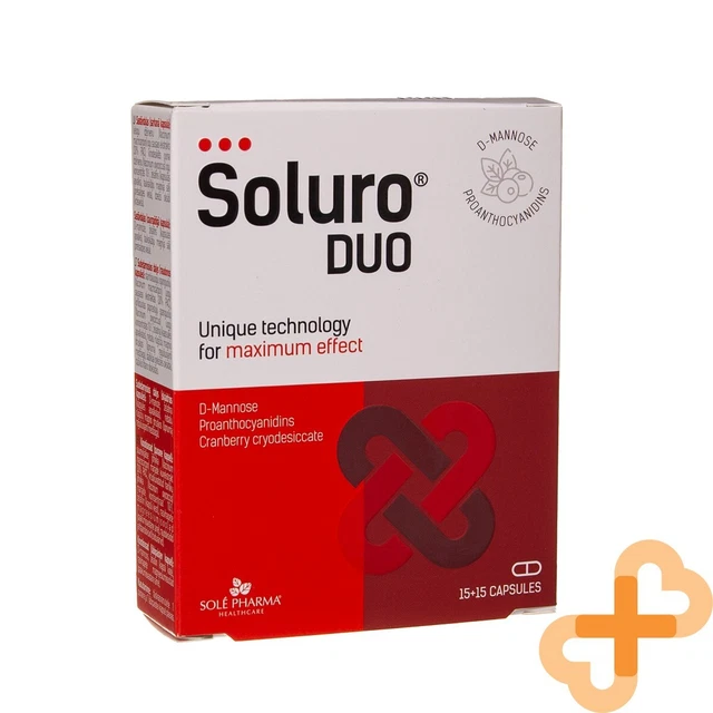 SOLURO DUO 15+15 Cápsulas Tracto Urinario Suplemento Salud Arándanos ...