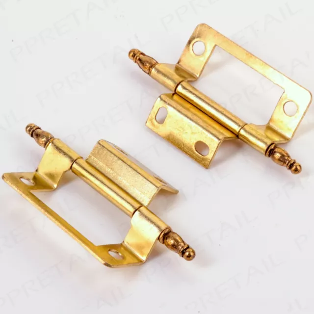 CHOOSE QTY Brass Finial Double Cranked Hinge 50mm/2" Flush Cupboard/Cabinet Door
