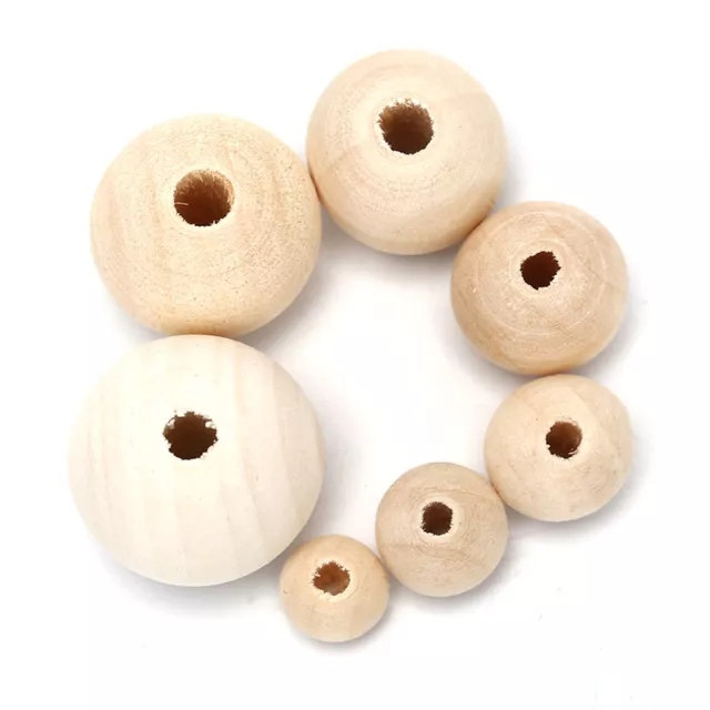 Round Wood Spacer Bead Natural Unpainted Wooden Ball Beads DIY Craft Jewelry ~m' 2