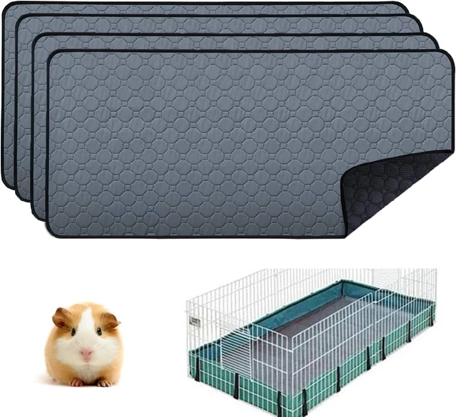 4 Pack Guinea Pig Cage Liners - Washable Guinea Pig Pee Pads, Waterproof Reusabl