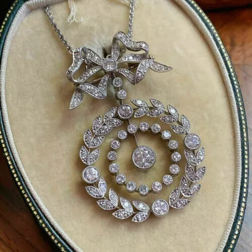 2.68 Ct Lab Created Diamond Antique Women's Pendant 14K White Gold Over