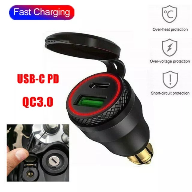 For BMW Ducati Triumph Motorcycle QC3.0 USB C PD Charger Hella DIN Plug-Socket