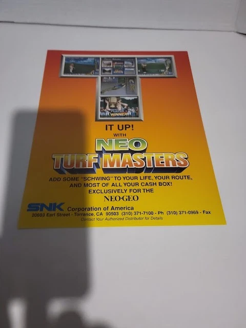 Flyer SNK.NEO TURF MASTER 1996 Arcade Video Game advertisement original see pic